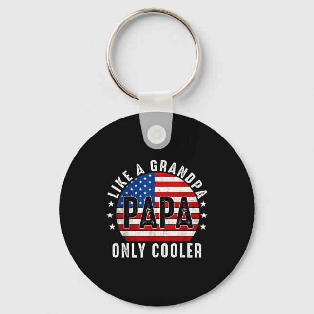 Funny Papa Like A Grandpa Only Cooler From Grandki Key Ring (Front)