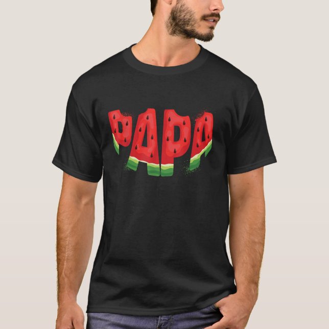 Funny Papa Watermelon Summer Fruit Family Matching T-Shirt (Front)