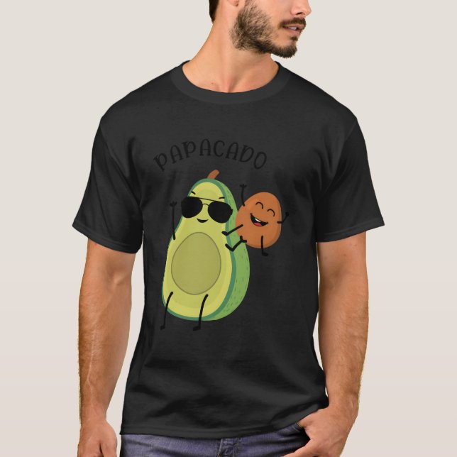 Funny Papacado Pregnancy Announcement Avocado Fath T-Shirt (Front)