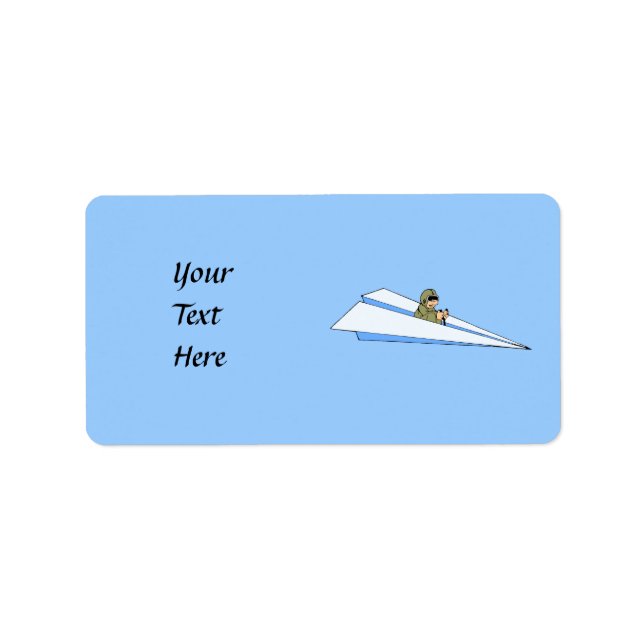 Funny Paper Aeroplane Pilot Label (Front)