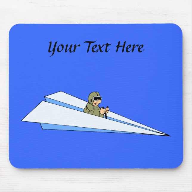 Funny Paper Aeroplane Pilot Mouse Mat (Front)