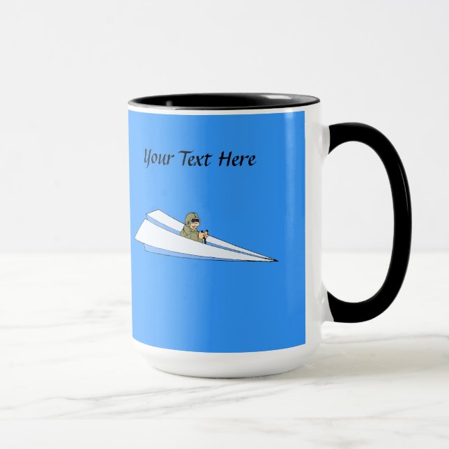 Funny Paper Aeroplane Pilot Mug (Right)