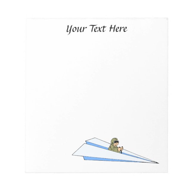 Funny Paper Aeroplane Pilot Notepad (Front)