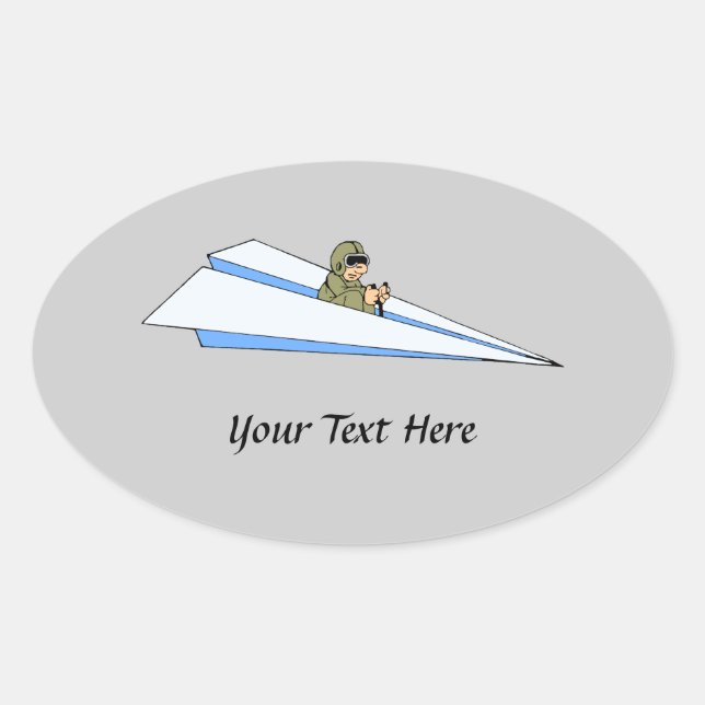 Funny Paper Aeroplane Pilot Oval Sticker (Front)