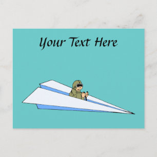 Funny Paper Aeroplane Pilot Postcard