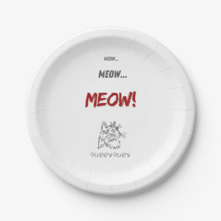 Funny paper plates with Fury the cat