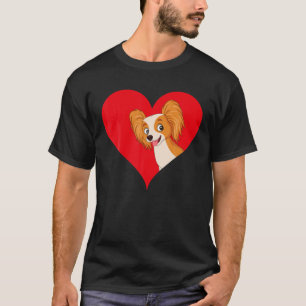Funny Papillon Dog Lover Heart Shape Papillon Vale T-Shirt