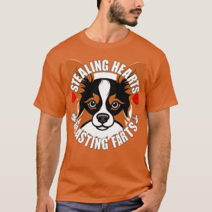Funny Papillon Stealing Hearts Blasting Farts Dog T-Shirt