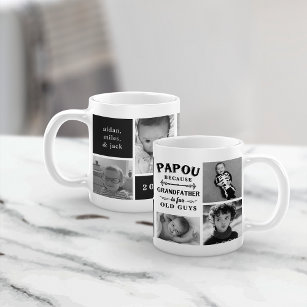 Funny Papou Grandfather Photo Collage Coffee Mug