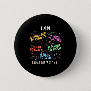 Funny Paraeducator Heart To Care Paraprofessional  6 Cm Round Badge