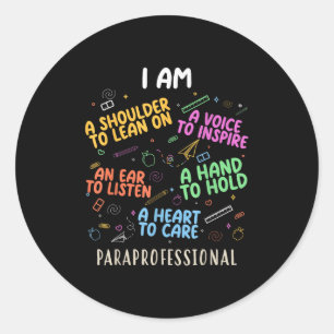 Funny Paraeducator Heart To Care Paraprofessional Classic Round Sticker