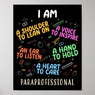 Funny Paraeducator Heart To Care Paraprofessional  Poster