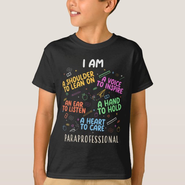Funny Paraeducator Heart To Care Paraprofessional  T-Shirt (Front)