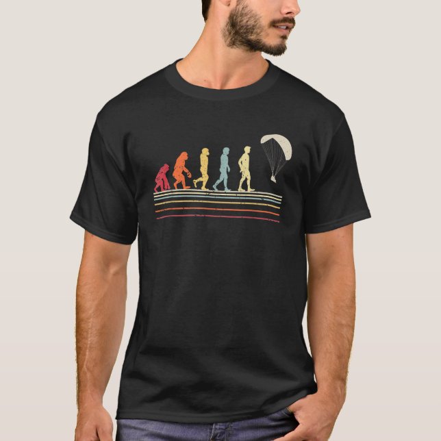Funny Paragliding Evolution Retro Style Paraglider T-Shirt (Front)