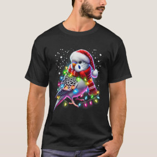 Funny Parakeet Christmas Tree Lights Xmas Parrot L T-Shirt