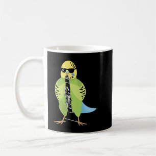 Funny Parakeet Wearing Sunglasses Playing Clarinet Coffee Mug