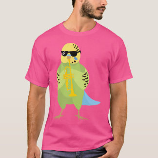 Funny Parakeet Wearing Sunglasses Playing Trumpet T-Shirt
