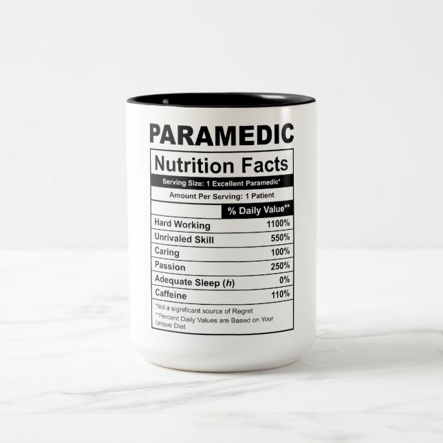 Funny Paramedic Nutrition facts  Two-Tone Coffee Mug (Center)