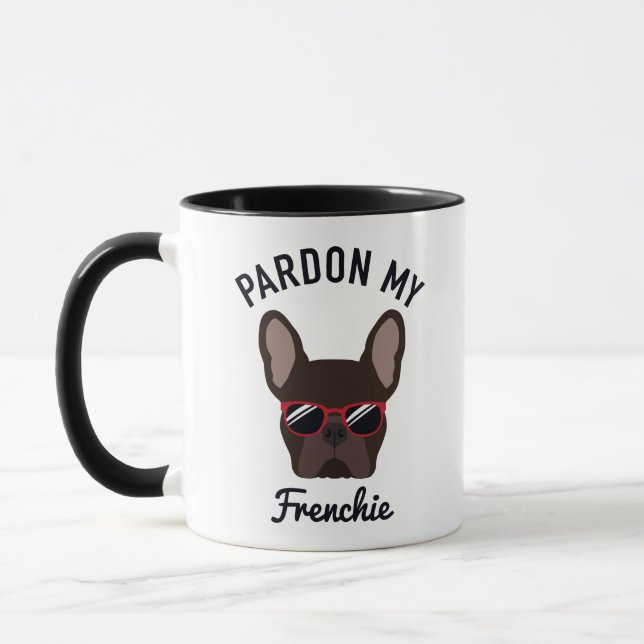 Funny Pardon my Frenchie Brown French Bulldog Mug (Left)