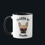 Funny Pardon my Frenchie Light Fawn French Bulldog Mug<br><div class="desc">Funny Pardon my Frenchie slogan design featuring a cool light fawn coloured French Bulldog with red sunglasses.</div>