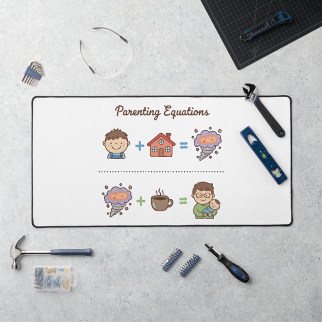 Funny Parenting Equations | Relatable Dad & Baby  Desk Mat (Workstation)