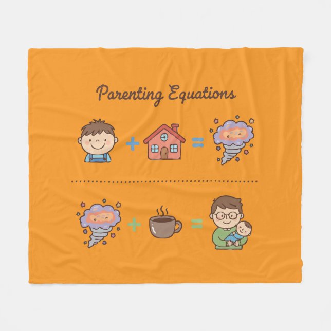 Funny Parenting Equations | Relatable Dad & Baby  Fleece Blanket (Front (Horizontal))