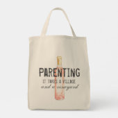 Funny Parenting Village and Vineyard Quote Grocery Tote Bag (Back)