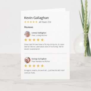 Funny Parents Son Star Rating Review Birthday Card