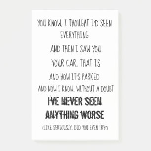 Funny Parking Post It Notes