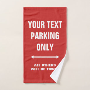 Funny parking sign hand towel novelty gift idea