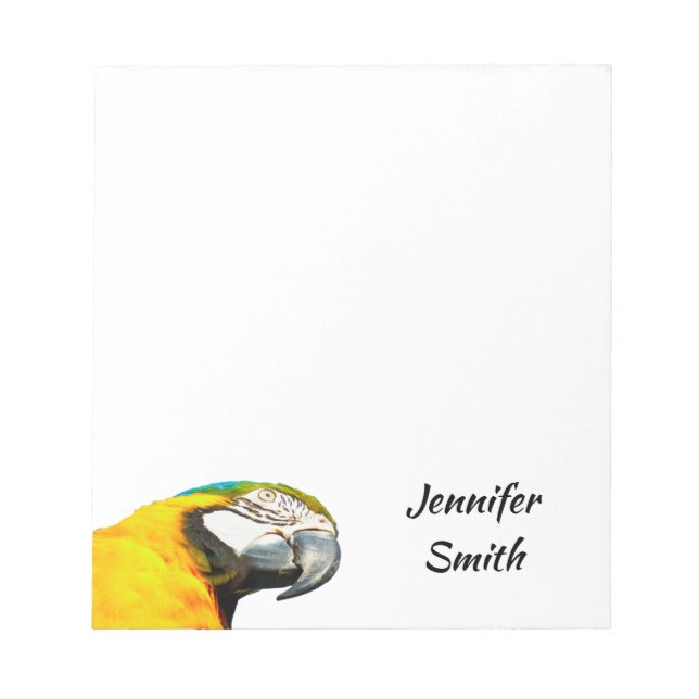 Funny Parrot Bird Personalised Name Notepad (Front)