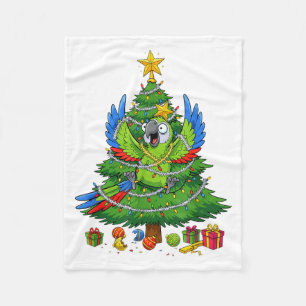 Funny Parrot Christmas Tree Lights Kids Mens Women Fleece Blanket