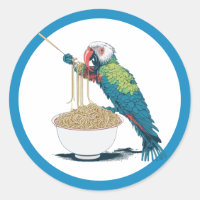 Funny Parrot Eating Ramen Noodles