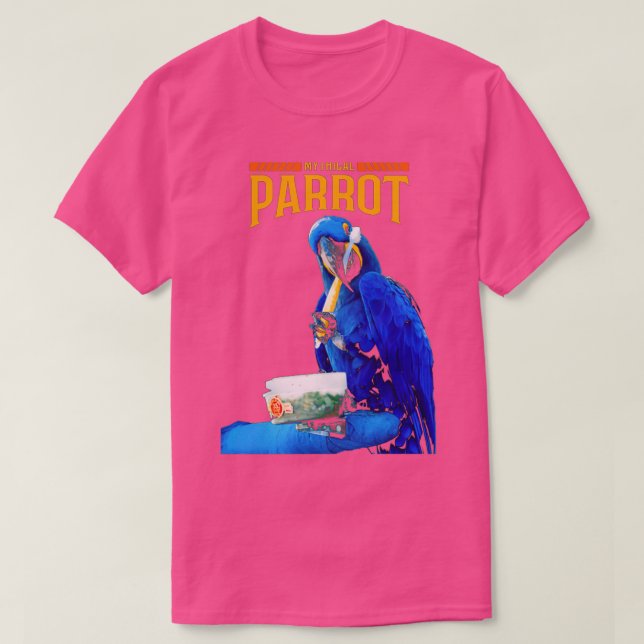 Funny Parrot Holds A Brush After Food 2 T-Shirt (Design Front)