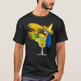Funny Parrot in Margarita Drinking Glass T-Shirt