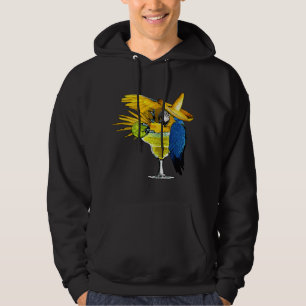 Funny Parrot in Margarita Drinking Glass Tropical Hoodie