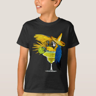 Funny Parrot in Margarita Drinking Glass Tropical T-Shirt