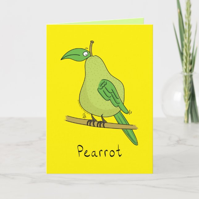 Funny Parrot Pear Bird Pun Cute Pearrot Card (Front)