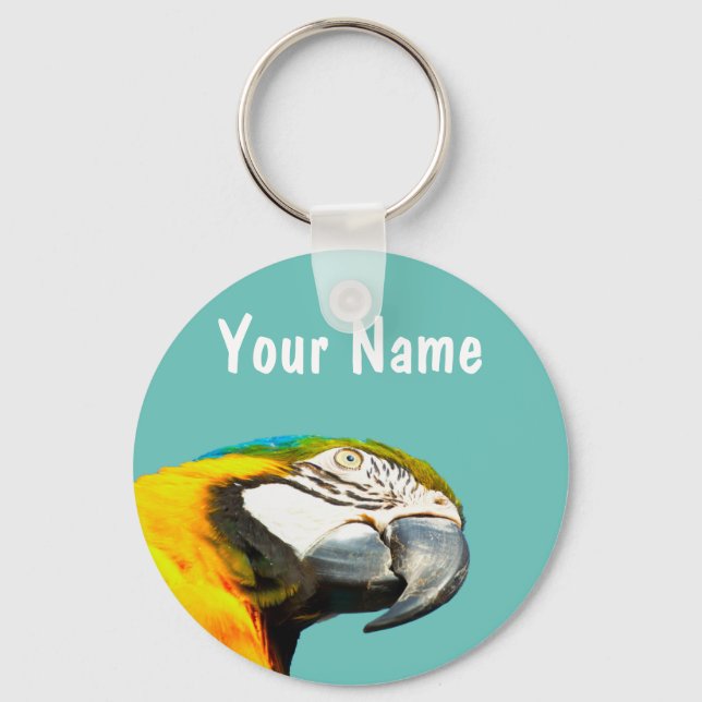 Funny Parrot Personalised Name Key Ring (Front)