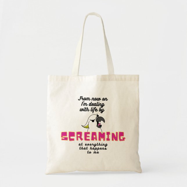 Funny Parrot Screaming Cartoon Style Tote Bag (Front)