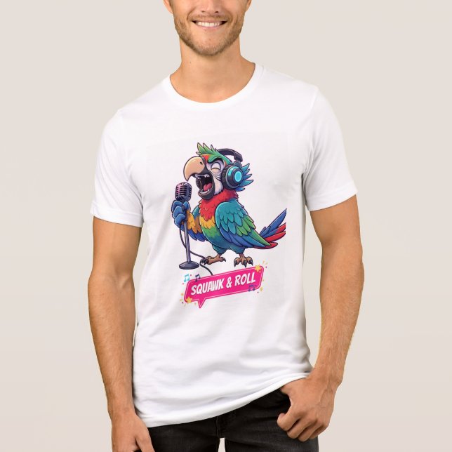 Funny Parrot Singing Karaoke T-Shirt  Tri-Blend Shirt (Front)