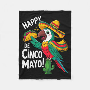 Funny parrot sombrero hat cinco de mayo  fleece blanket