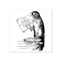 Funny Parrot with reading glasses and parsnip pie