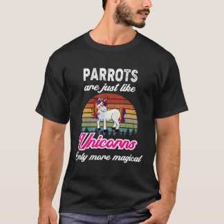 Funny Parrots Design Retro Unicorn Vintage Sunset T-Shirt