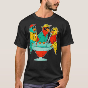 Funny Parrots Drinking Birds Hawaii Tropical T-Shirt