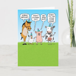 Funny Party Animals Advice for Birthday Card
