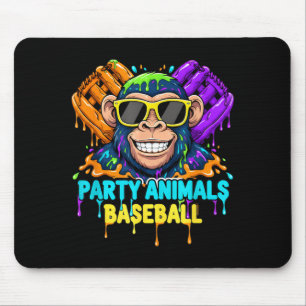 Funny Party Animals Baseball Monkey Summer Fun Mouse Mat