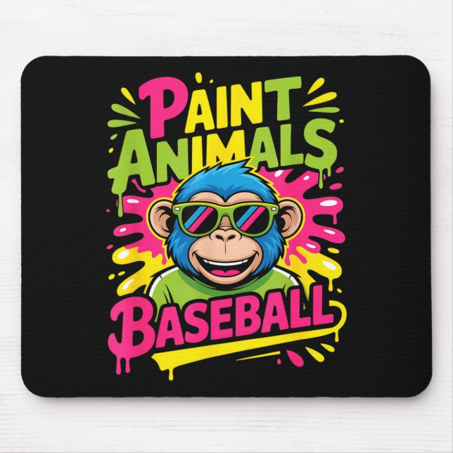 Funny party animals baseball monkey sunglasses Fun Mouse Mat (Front)