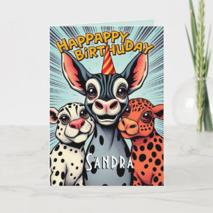 Funny Party Animals Cute Happy Birthday Card