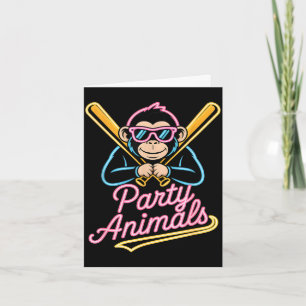 Funny party animals monkey baseball retro Funny pa Card